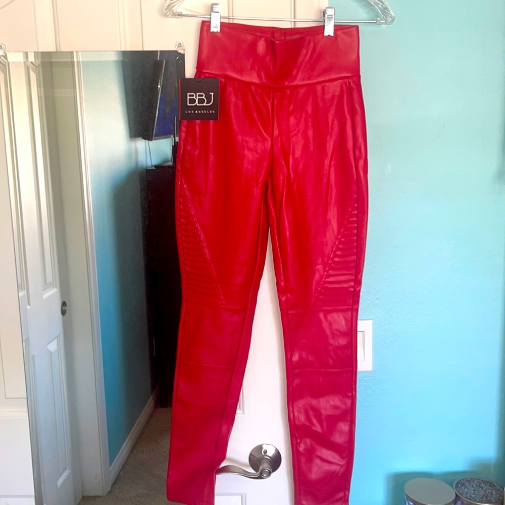 Faux leather red pants